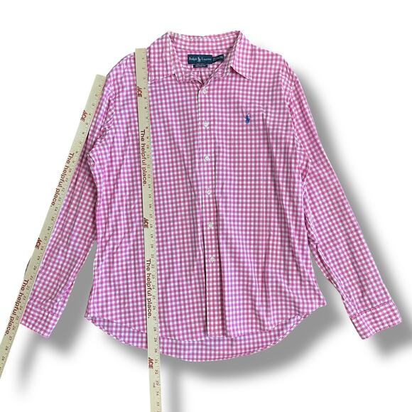 Ralph Lauren Custom Fit Pink Gingham Button-Down Shirt Men’s XL - Picture 4 of 7
